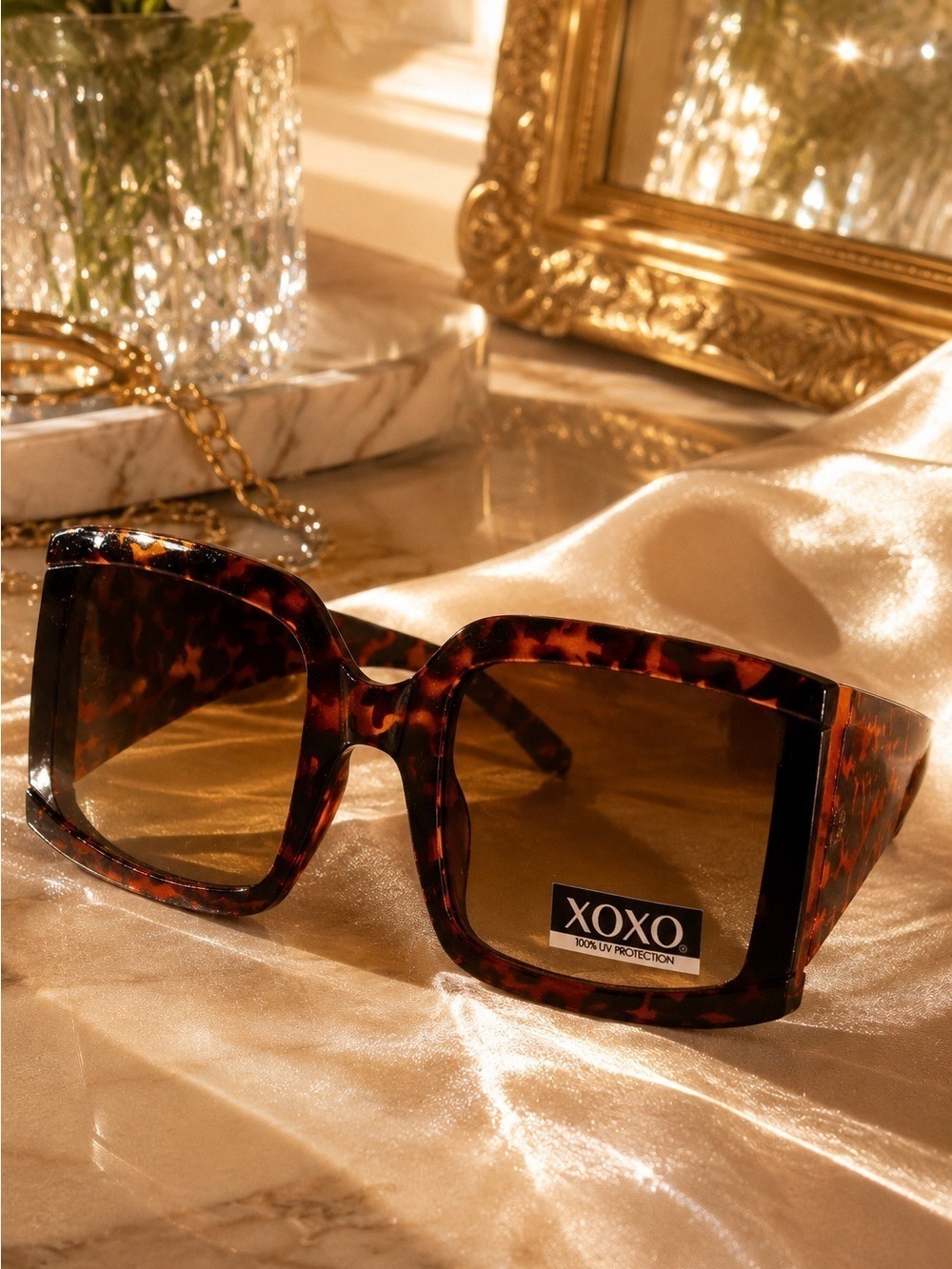 XOXO Oversized Tortoise Shield Sunglasses Brown Gradient Lenses Y2K Glam